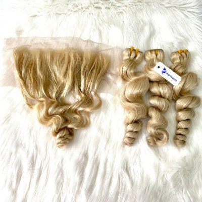 Vietnamese Human Hair with Curls in Platinum